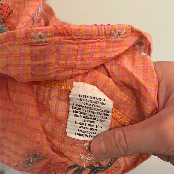 LIKE NEW Johnny Was Embroidered Orange Blouse with Floral and Butterfly Design - Picture 7 of 9